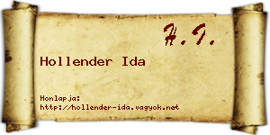 Hollender Ida névjegykártya